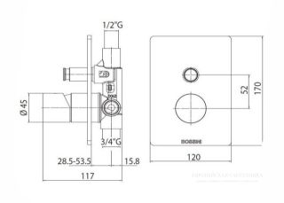 Встраиваемый смеситель для душа Bossini Z00006.073 чёрный матовый